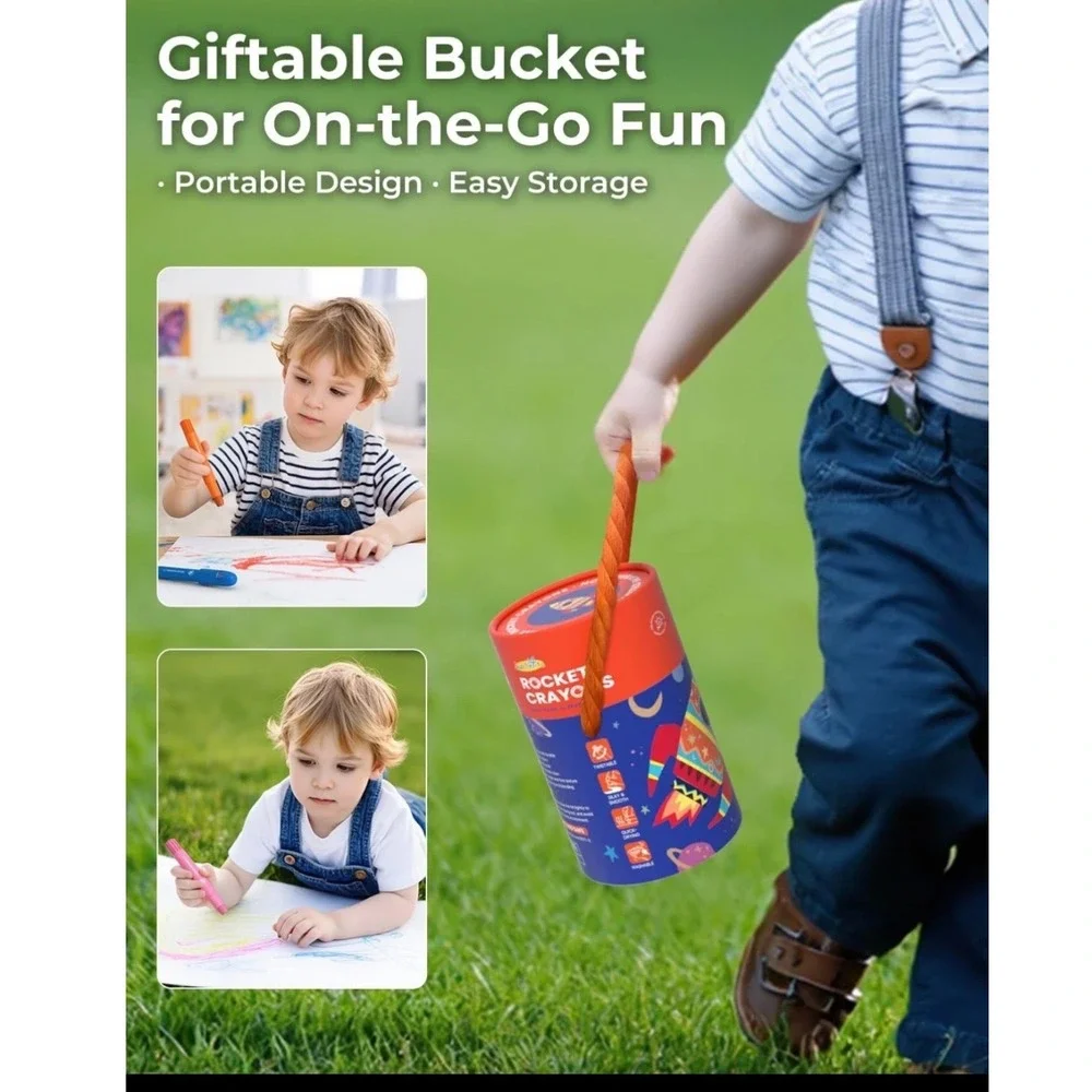 Jupitearth Rocket Crayons 18 Vibrant Colors Twist Up Design‎ For Kids